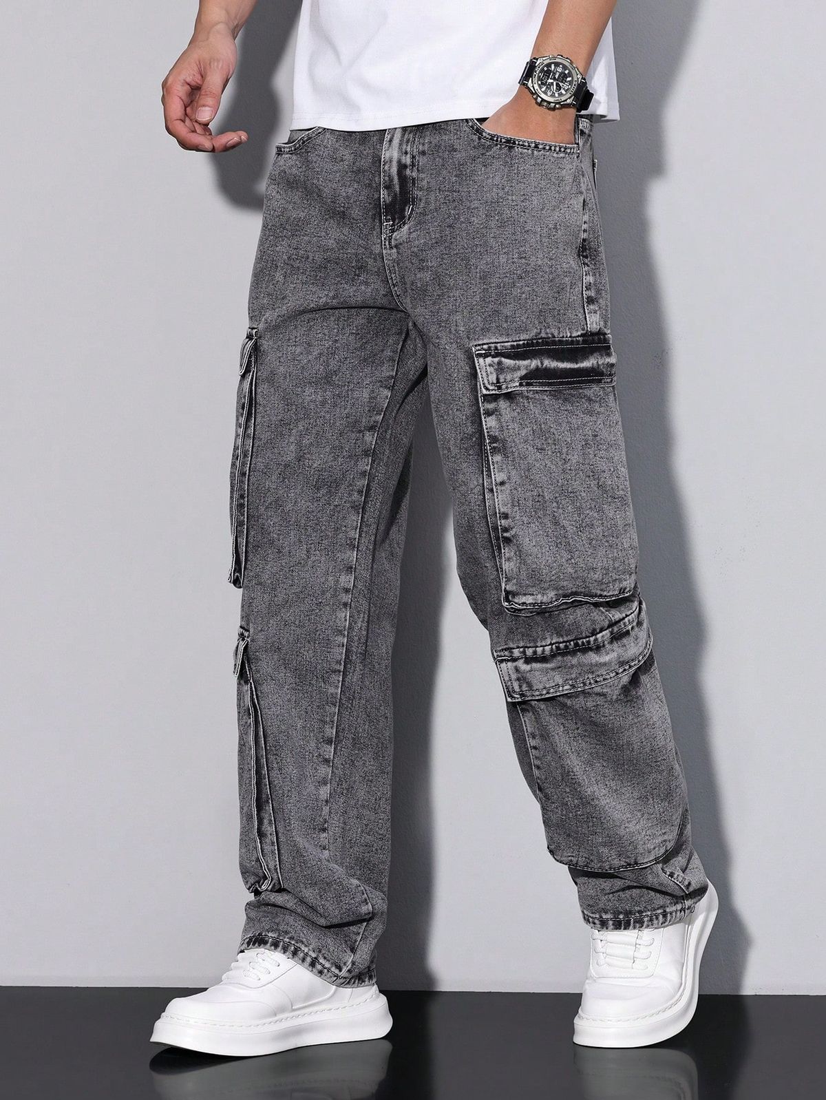 Men's Casual Cargo Jeans,